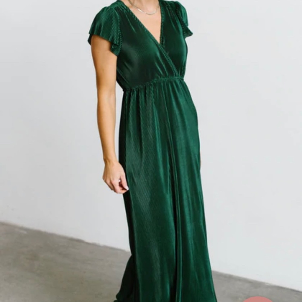 Emerald Green Baltic Born Pleated Athena Bridesmaid Dress Size Small